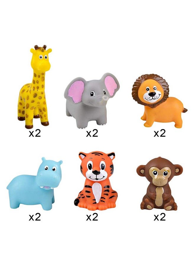 Vinyl Zoo Animals Pack Of 12 Assorted Squeezable Toys Safari Birthday Party Favors For Kids Fun Bath Tub And Pool Toys For Children Educational Learning Aids For Boys And Girls
