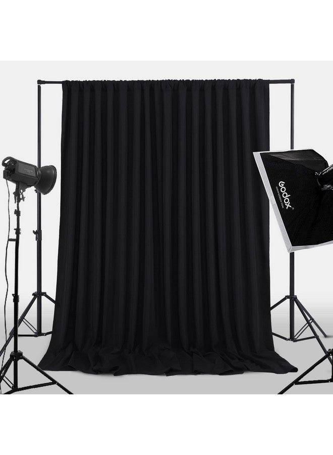 Black Backdrop Curtains 2 Panels 5Ft X 10Ft Polyester Photo Backdrop Drapes For Wedding Party Stage Birthday Decorations