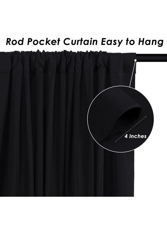 Black Backdrop Curtains 2 Panels 5Ft X 10Ft Polyester Photo Backdrop Drapes For Wedding Party Stage Birthday Decorations