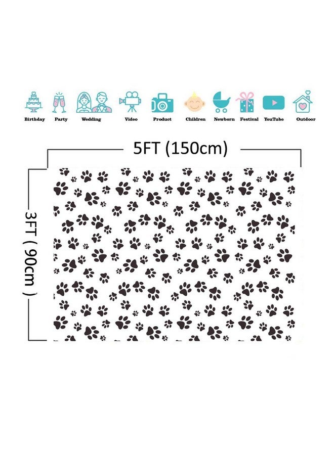 Cartoons Puppy Dog Paw Theme Photography Backdrops Kids Boys Birthday Party Banner Photo Background Newborn Baby Shower Candy Cake Table Decor Photobooth Props 5X3Ft Vinyl