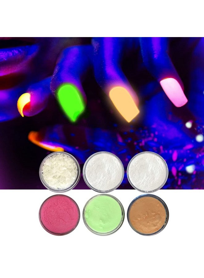 6 Boxes Set Luminous Powder Glow In Th Dark Moon Shape Glitter  Festival Rave Beauty Nightclub Makeup Face Body Nail Art Decoration Pyg6C