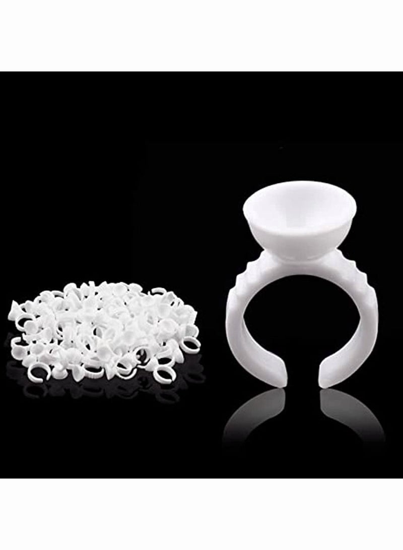 200 Pcs Glue Rings For Eyelash Extensions Cups Disposable Holder Plastic Ink Pigment Ring Adhesive Makeup Palette Extension Nail Art