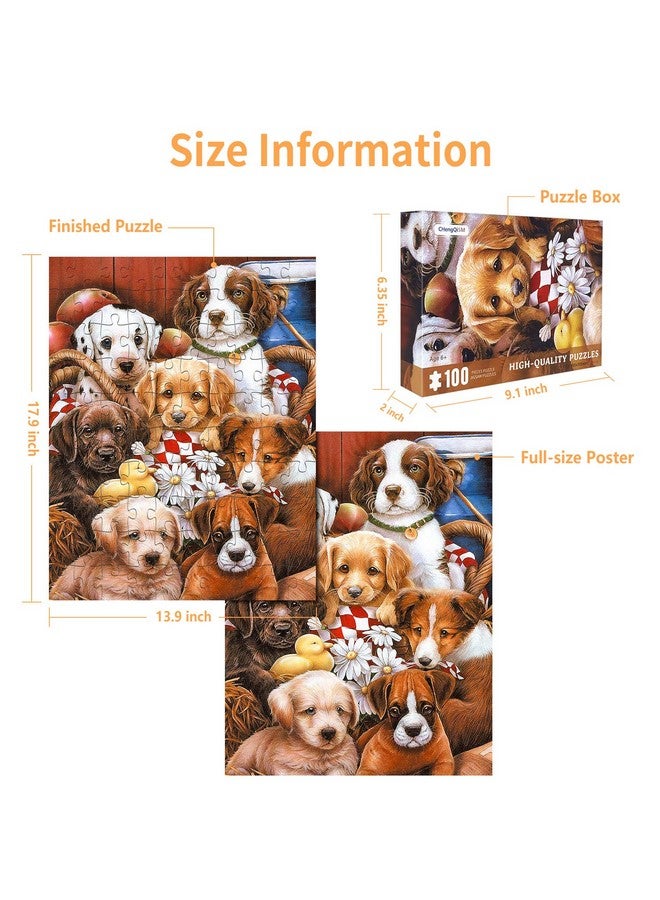 100 Piece Puzzles For Kids Dog Puzzle 100 Piece Puzzles For Adults Puppy Group Photo Puzzles 100 Pieces For Adults 100 Piece Puzzles For Seniors Kids Puzzles 100 Piece Dogs Selfie 100 Piece Puzzle