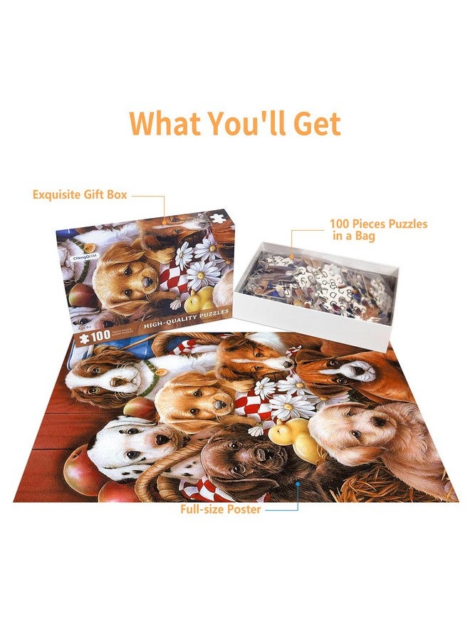 100 Piece Puzzles For Kids Dog Puzzle 100 Piece Puzzles For Adults Puppy Group Photo Puzzles 100 Pieces For Adults 100 Piece Puzzles For Seniors Kids Puzzles 100 Piece Dogs Selfie 100 Piece Puzzle