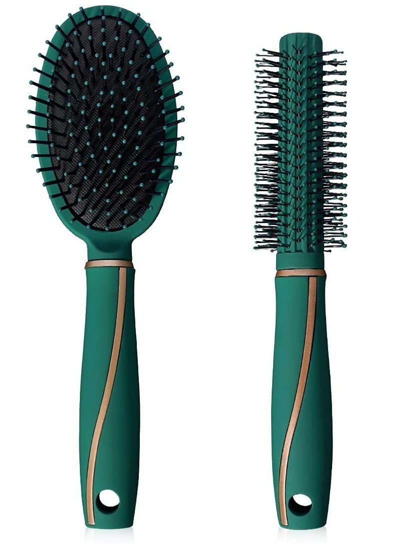 Hair Brush Set, Detangling Paddle Brush, Blow Dry Round & Drying Vent Brushes for Women