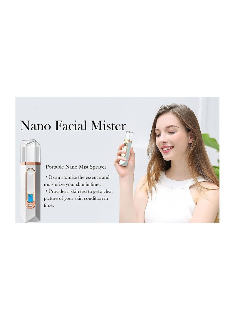 Nano Facial Mister Mist Sprayer Spray Portable Mini Steamer with Skin Analyzer Moisture Tester Visual Water Tank Usb Rechargeable for Face Moisturizing