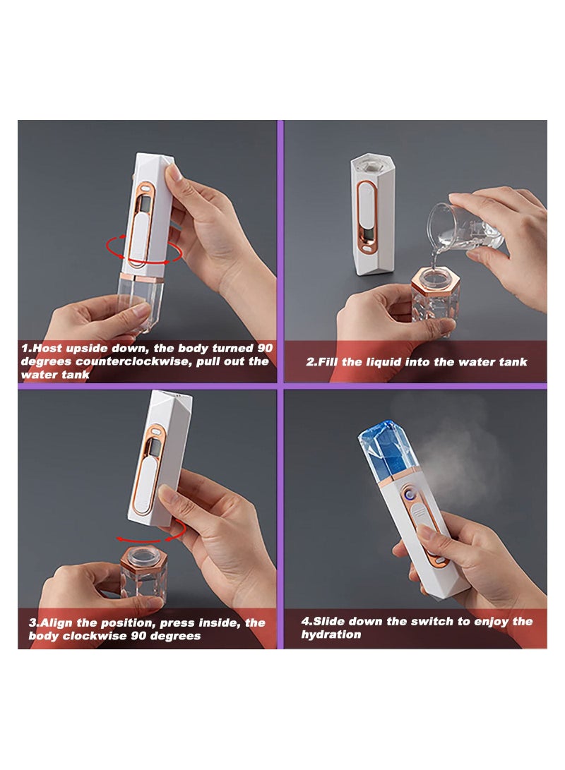 Nano Facial Mister Mist Sprayer Spray Portable Mini Steamer with Skin Analyzer Moisture Tester Visual Water Tank Usb Rechargeable for Face Moisturizing