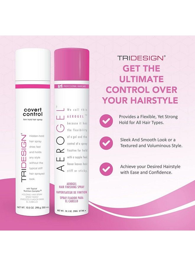 Tri Design Covert Control Hairspray For Women & Men Aerosol Hidden Control Strong Hold Hairspray Fastdrying Hair Setting Spray Hair Products For Women & Men 2 10.5Oz Hair Sprays