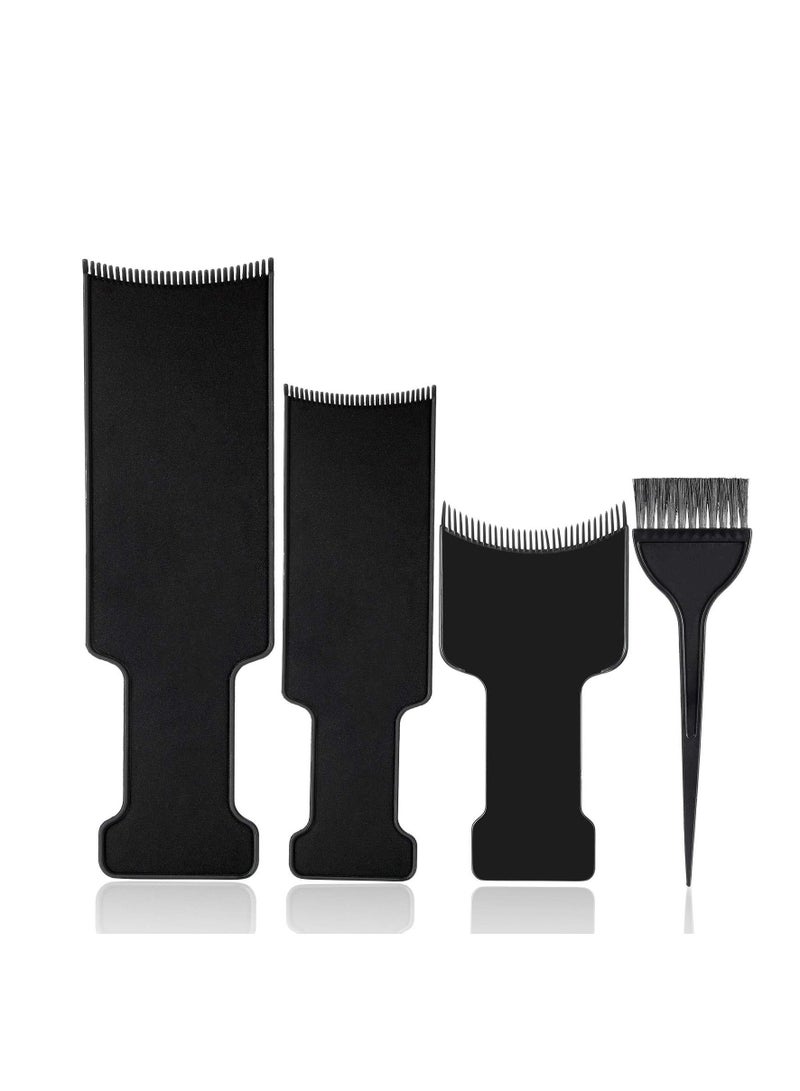 Hair Color Board With Teeth Dye Tool Comb DIY Hairdressing Easy Clean Sturdy Lightweight Fits All Standard Sized Foils for Salon or At Home Use 4PCS
