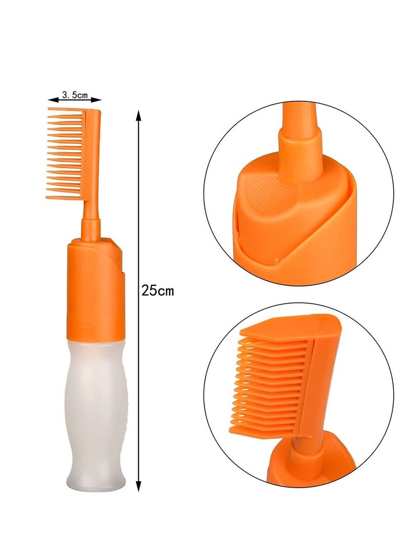 Salon Applicator Bottle with Comb Teeth Shampoo Graduated Scale Plastic Root Hair Coloring Dye for Home DIY 4PCS