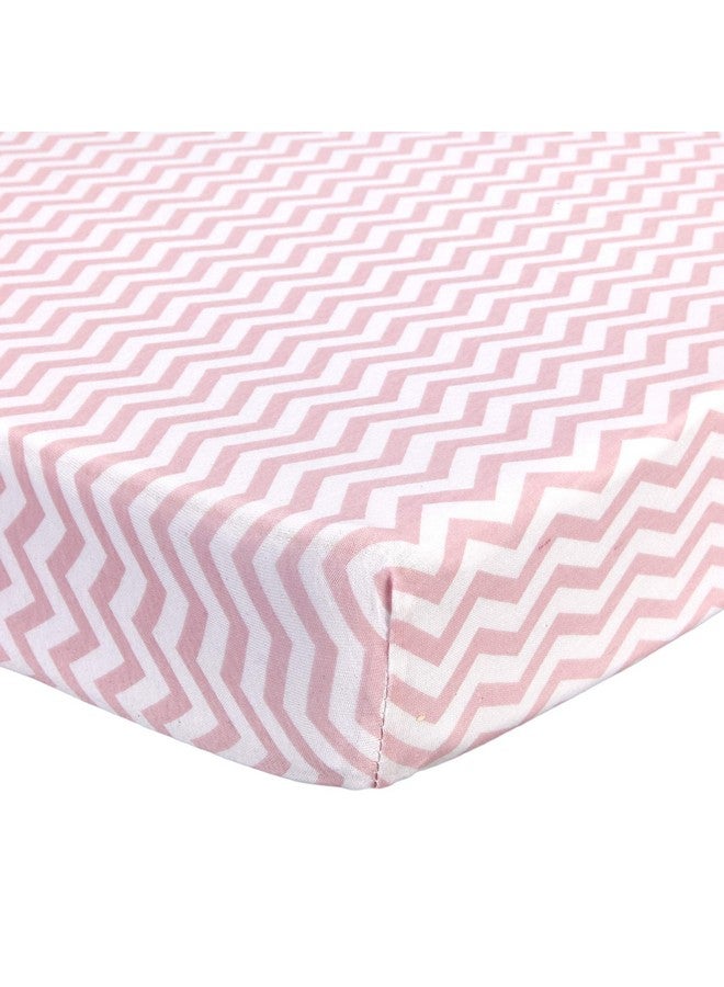 Pack N Play Fitted Sheet Super Soft 100% Natural Jersey Cotton 27” X 39” For Boys And Girls Fits Pack N Play Playard And Foldable Mattresses Covered Elastic Hem Zigzag Pink