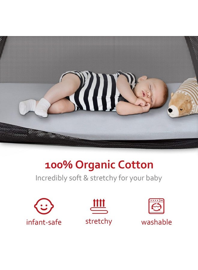 Travel Crib Sheet 100% Organic Cotton Fits Guava Lotus Baby Bjorn Dream On Me Travel Crib Light Playard Ultra Soft Breathable Sheet Unisex Boys & Girls