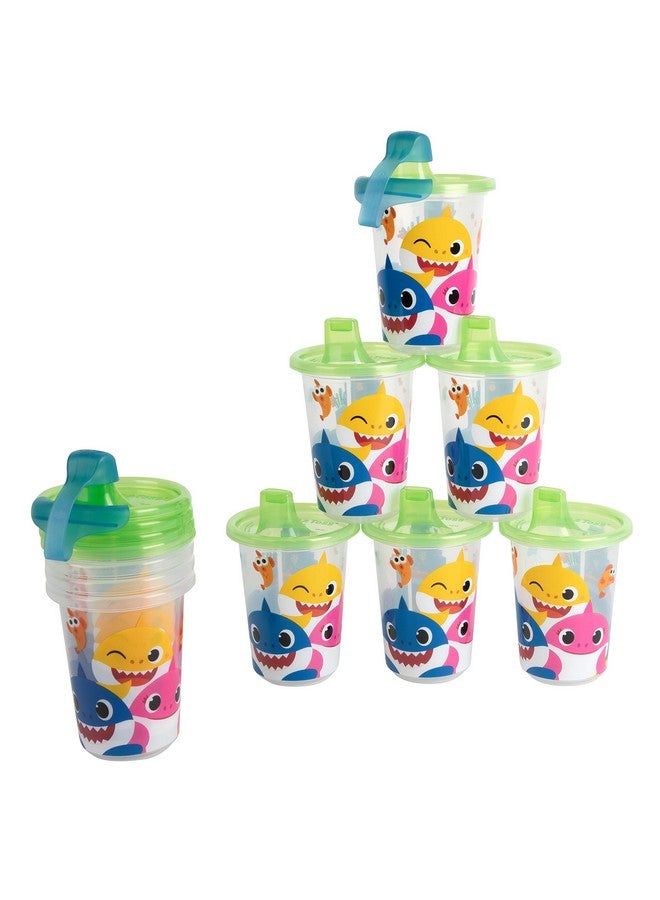 Take & Toss Pinkfong Baby Shark Sippy Cups Reusable Toddlers Cups With Lids Kids Party Pack With 2 Travel Caps 10 Oz 10 Count