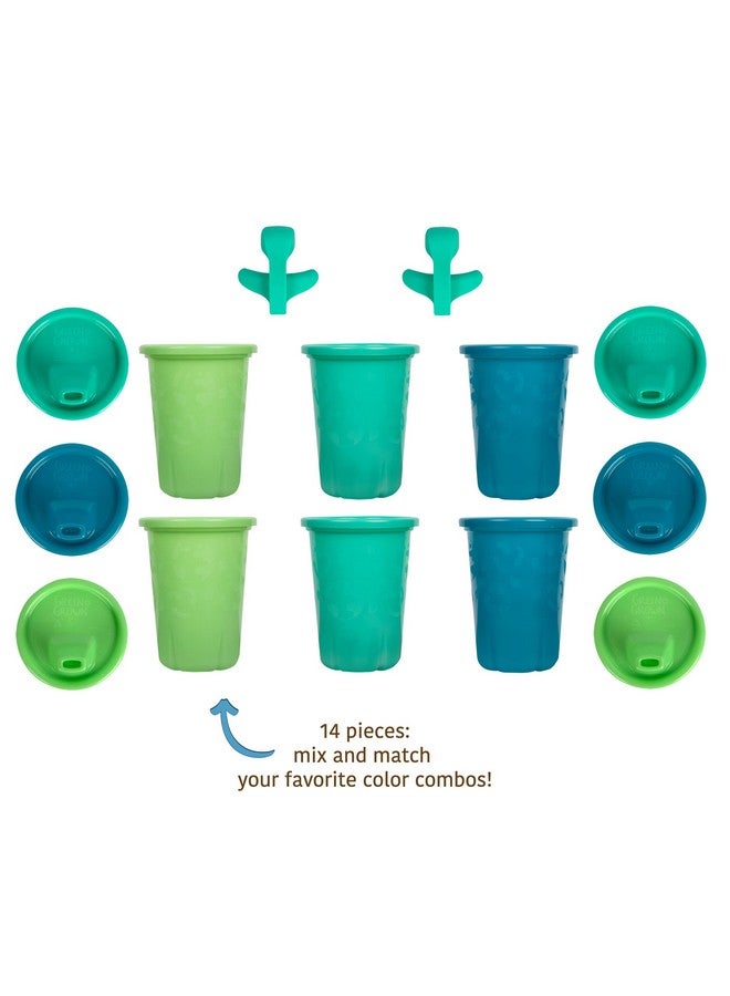 Greengrown Reusable Spillproof Sippy Cups Toddler Cups With Straws Bluegreen 6 Count