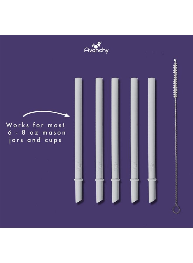 Reusable Silicone Straws For Toddlers & Kids 5 Pcs Flexible Short Drink 5