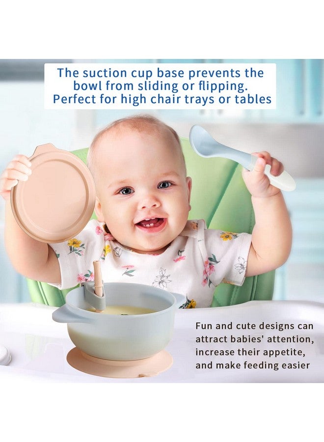 Baby Bowls Suction Bowls For Baby With Straw And Spoons Unbreakable And Reusable Light Weight Bowl Be Used For Milk Soup Or Ice Cream Slip Resistant And Durable (Light Blue)