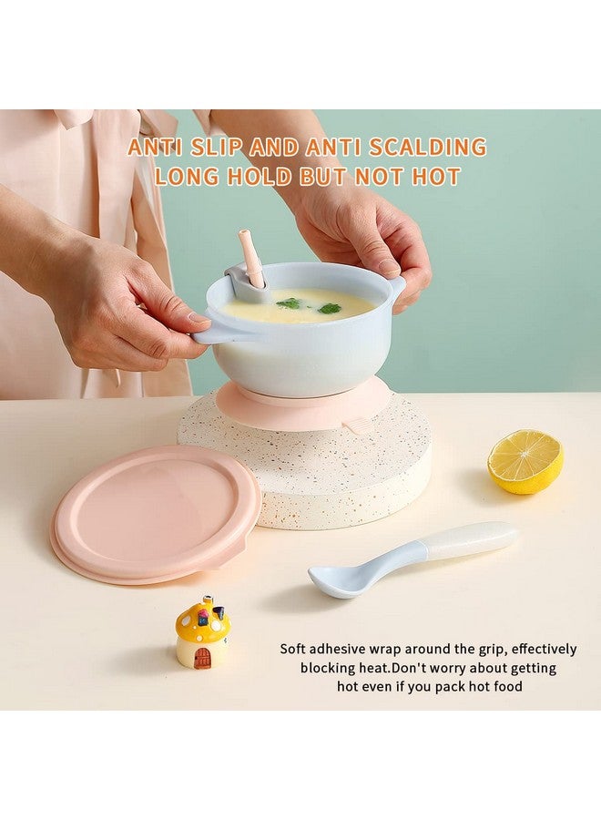 Baby Bowls Suction Bowls For Baby With Straw And Spoons Unbreakable And Reusable Light Weight Bowl Be Used For Milk Soup Or Ice Cream Slip Resistant And Durable (Light Blue)