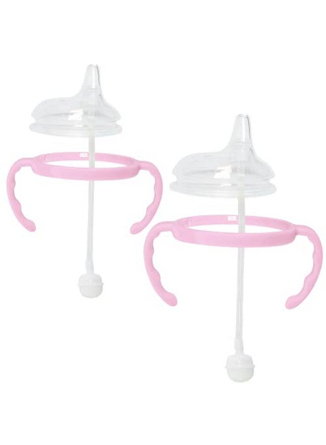 2 Pack Pink Soft Spout Sippy Cup Transition Sippy Cup Kit For Comotomo 5 & 8 Oz Bottles Conversion Kit Fits 5 Ounce And 8 Ounce Bottles Baby Bottle Nipple With Weighted Straw And Bottle Handles