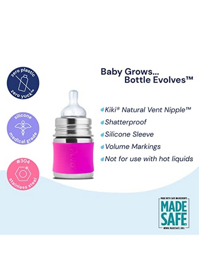 Kiki 5Oz150Ml Stainless Steel Anticolic Infant Bottle Wsilicone Natural Vent Nipple & Sleeve Medicalgrade Silicone Aqua