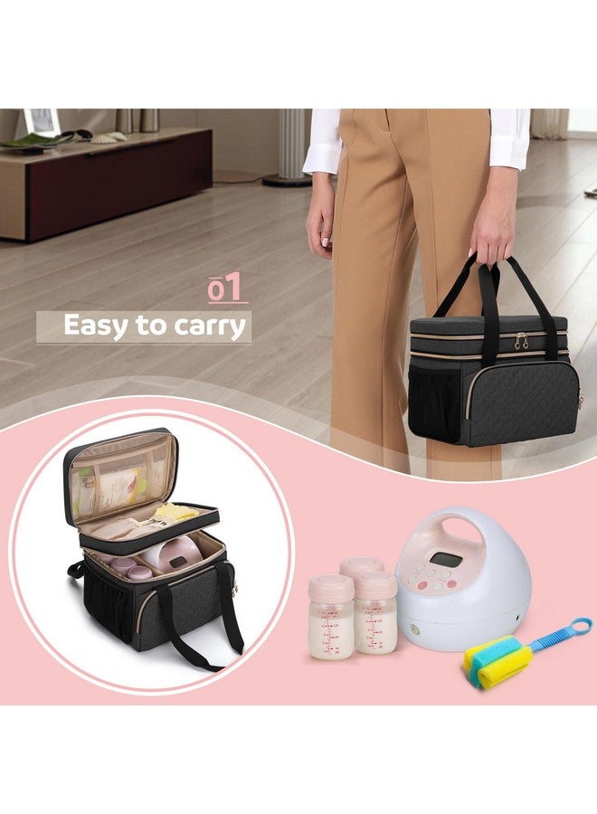 Double Layer Bag Compatible With Spectra S1 And S2 Breast Pump And Extra Parts (Suitable For Home Or Travel Use Patent Design Bag Only) Black