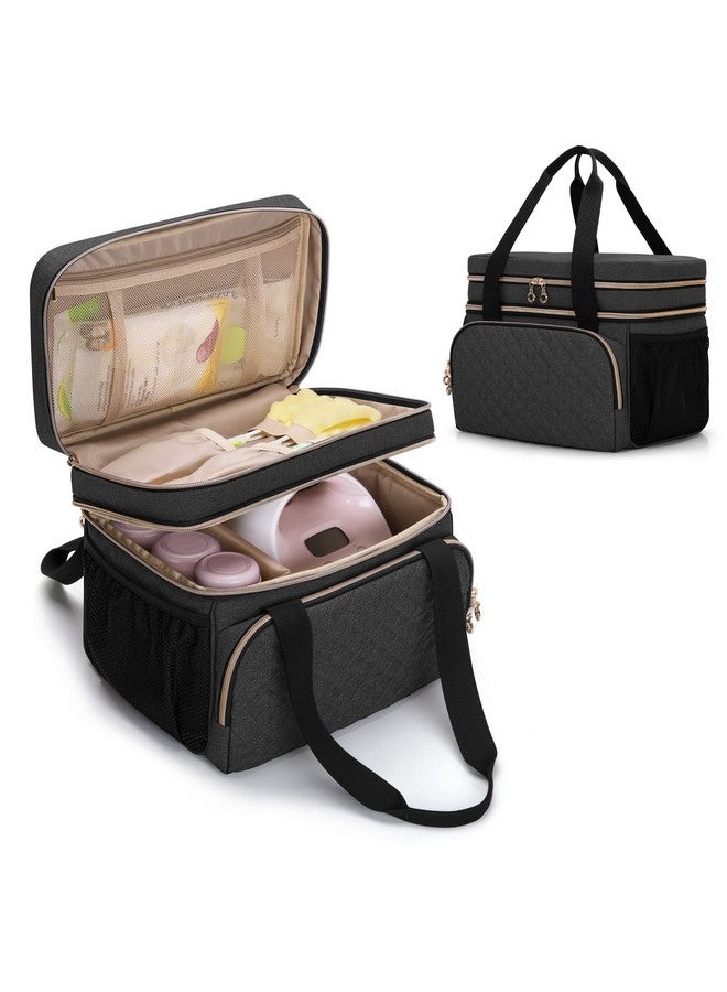 Double Layer Bag Compatible With Spectra S1 And S2 Breast Pump And Extra Parts (Suitable For Home Or Travel Use Patent Design Bag Only) Black