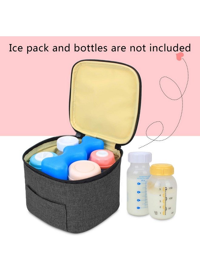Breastmilk Cooler Bag (Hold Four 5 Ounce Breastmilk Bottles) Leakproof Breast Milk Cooler For 4 Or 5 Ounce Bottles (Bag Only) Black