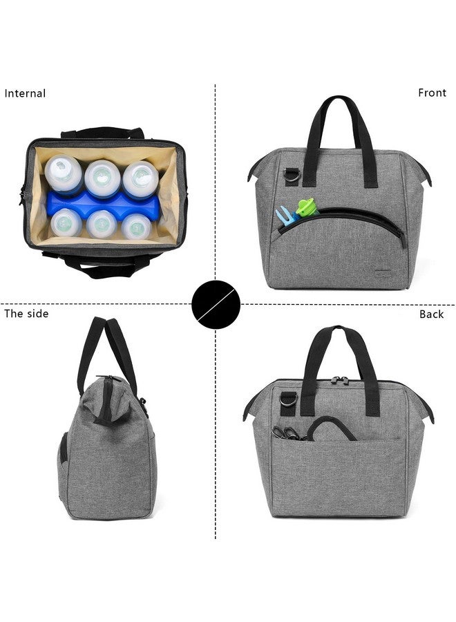 Breastmilk Cooler Bag With An Ice Pack (Fits 6 Bottles Up To 9 Ounces) Breastmilk Cooler For Breastmilk Bottles And Small Accessories Gray