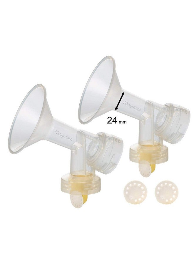 2X Onepiece Breastshields Valves Membranes Compatible With Medela Pump Parts Pump In Style Lactina Symphony Swing; 24 Mm Standard Breastshields; Made By Maymom