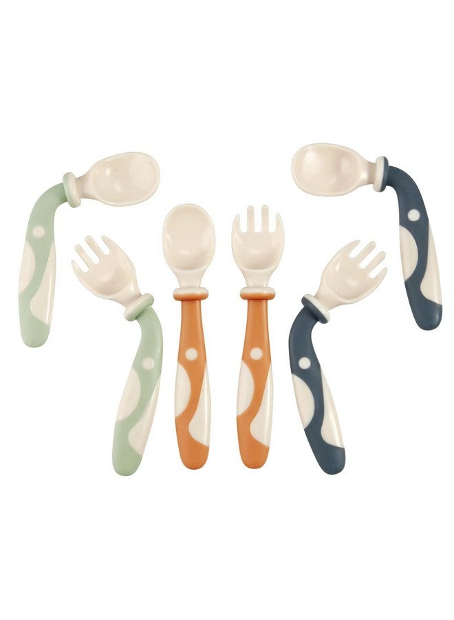 Baby Bendable Spoons And Forks Set 6 Pack; Training Learning Selffeeding Baby Spoons First Stage For Kids Toddlers Children And Infants; Bpa Free; Easy Grip Fork Tableware