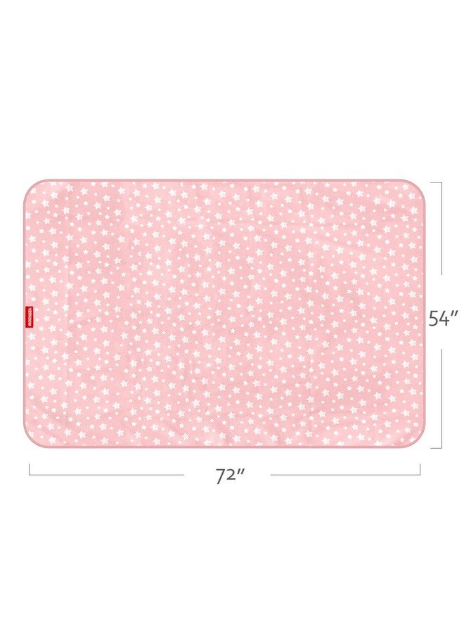 Extra Large Baby Splat Mat 54''X 72'' Anti Slip Waterproof High Chair Mat Baby Feeding Table Cloth Floor Mat Cover Baby Art Playtime Mat For Craftmealtime Washable Portable Picnic Mat Pink Star