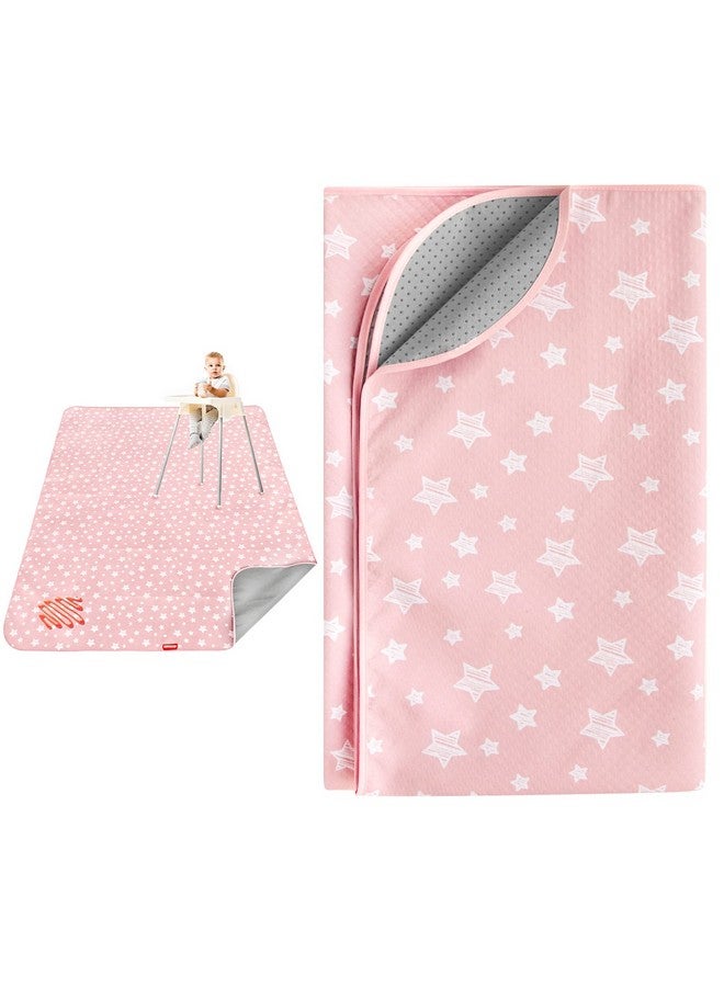 Extra Large Baby Splat Mat 54''X 72'' Anti Slip Waterproof High Chair Mat Baby Feeding Table Cloth Floor Mat Cover Baby Art Playtime Mat For Craftmealtime Washable Portable Picnic Mat Pink Star