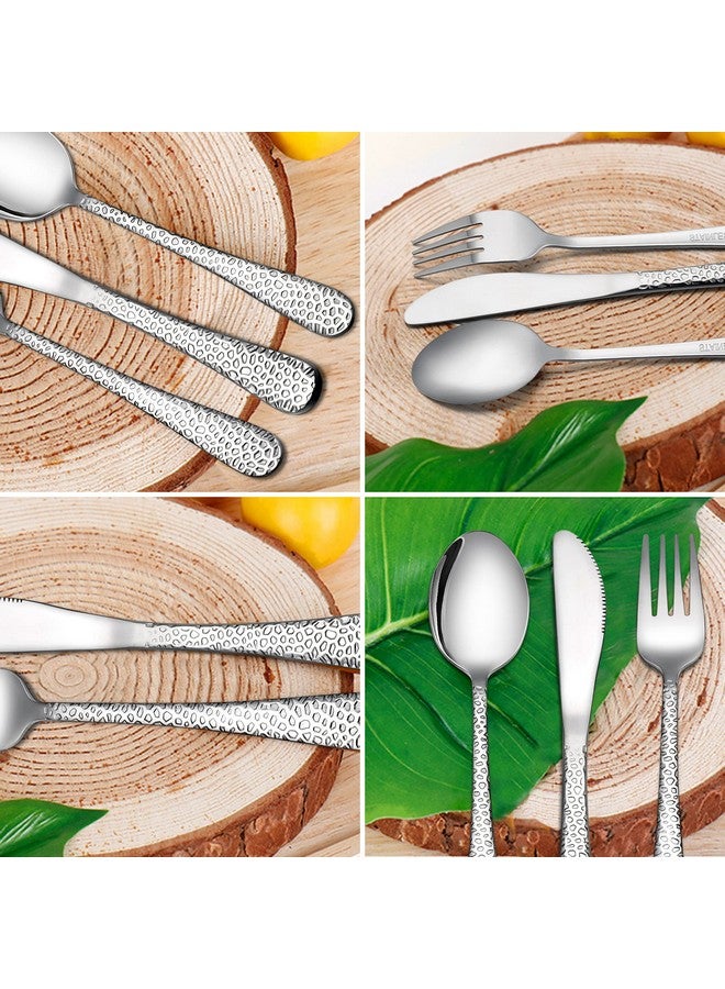 12Piece Toddler Kids Silverware Set Haware Stainless Steel Hammered Flatware Cutlery Children Tableware Includes 4 Spoons 4 Forks 4 Butter Knives Ideal For Preschooler Dishwasher Safe