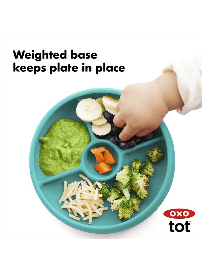 Tot Silicone Divided Plate Teal