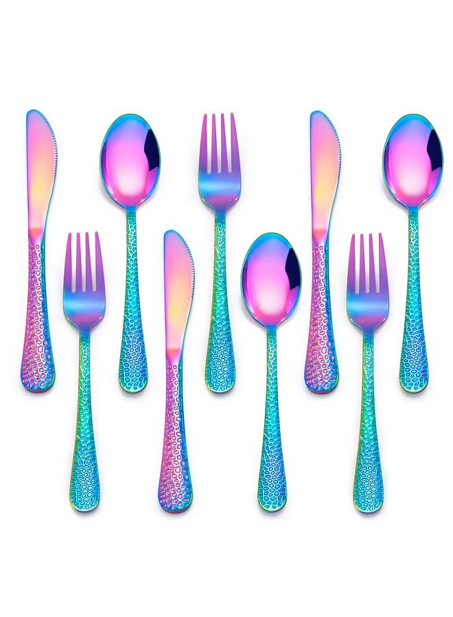 9Piece Toddler Kids Silverware Set Haware Stainless Steel Hammered Flatware Preschooler Eating Utensils Includes 3 Spoons 3 Forks 3 Knives Metal Children Cutlery For Home School Mirror Finished
