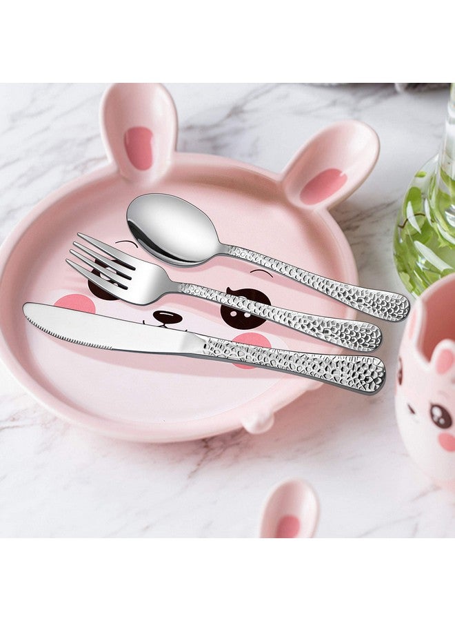 12Piece Kids Utensils Silverware Set Stainless Steel Toddler Hammered Flatware Cutlery Children Tableware Includes Knives Forks Spoons Dishwasher Safe