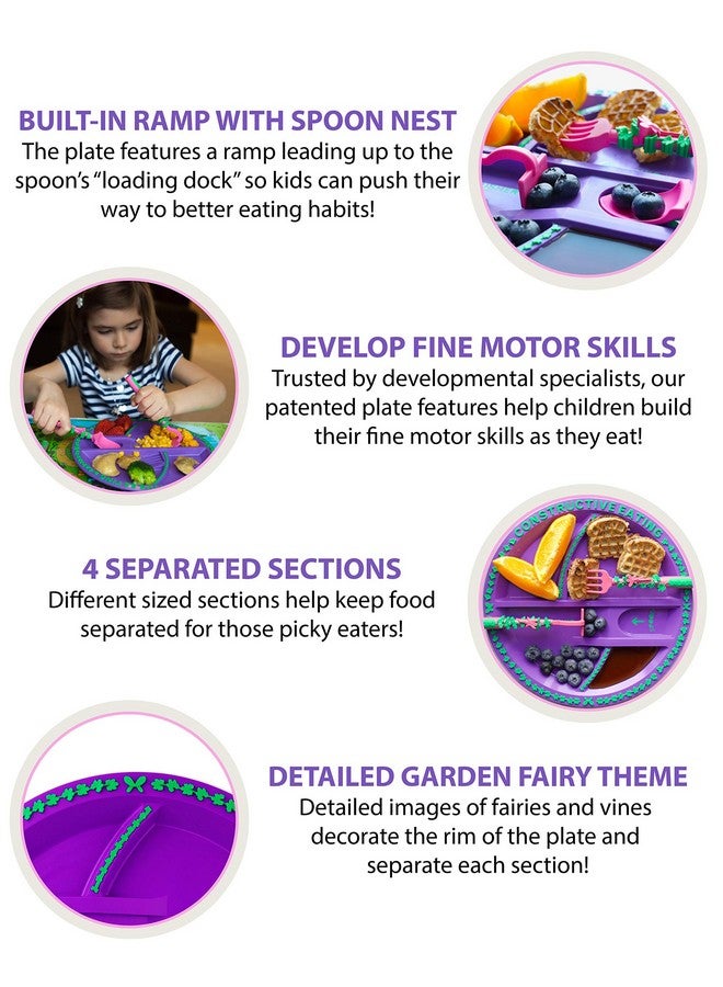Plate And Utensils Set Garden Fairy Made In Usa Toddler Dinnerware Kids Dinnerware And Utensils Set For Ages 13 Toddler Utensils 2 And 3 Year Old Divided Toddler Plates