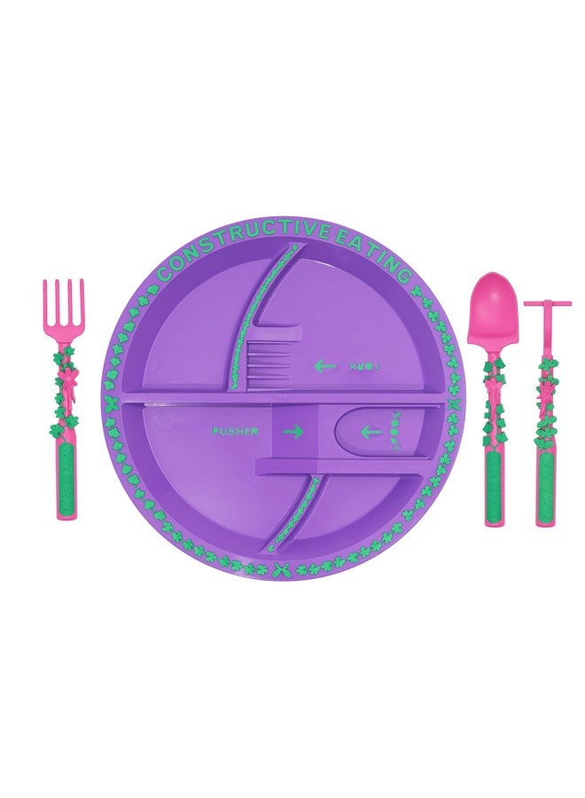 Plate And Utensils Set Garden Fairy Made In Usa Toddler Dinnerware Kids Dinnerware And Utensils Set For Ages 13 Toddler Utensils 2 And 3 Year Old Divided Toddler Plates