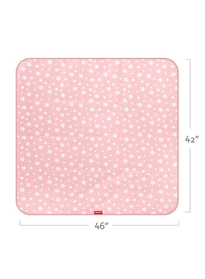 Baby Splat Mat Anti Slip Waterproof High Chair Mat Baby Feeding Table Cloth Floor Mat Cover Baby Art Playtime Mat For Craftmealtime 42X46 Inch Washable Portable Picnic Mat Pink Star