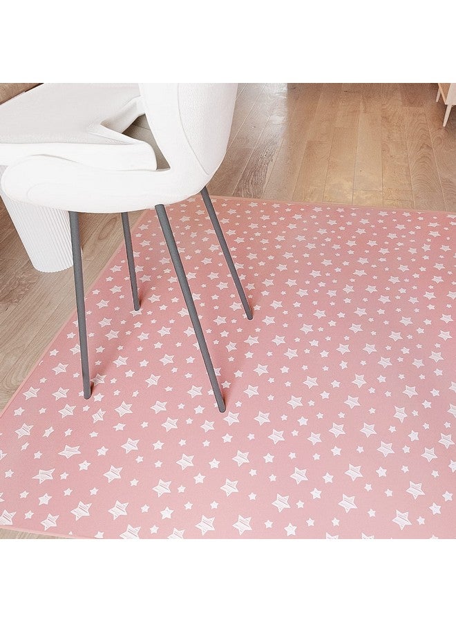 Baby Splat Mat Anti Slip Waterproof High Chair Mat Baby Feeding Table Cloth Floor Mat Cover Baby Art Playtime Mat For Craftmealtime 42X46 Inch Washable Portable Picnic Mat Pink Star