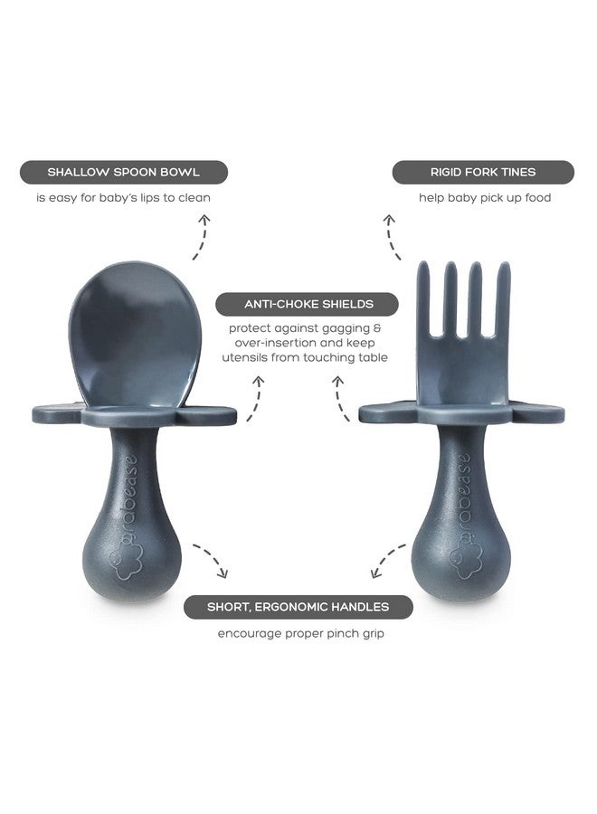Baby Feeding Set Silicone Plates Bowls And Suction Plates For Babyled Weaning And Portion Control Suction Bottoms 4 Piece Set Bpa And Phthalatesfree Gray