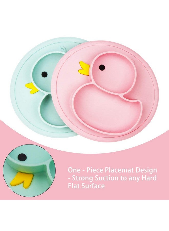 Toddler Plate Portable Baby Plates For Toddlers And Kids Bpafree Strong Suction Plates For Toddlers Dishwasher & Microwave Safe Silicone Placemat 9X6X1.4 Inch