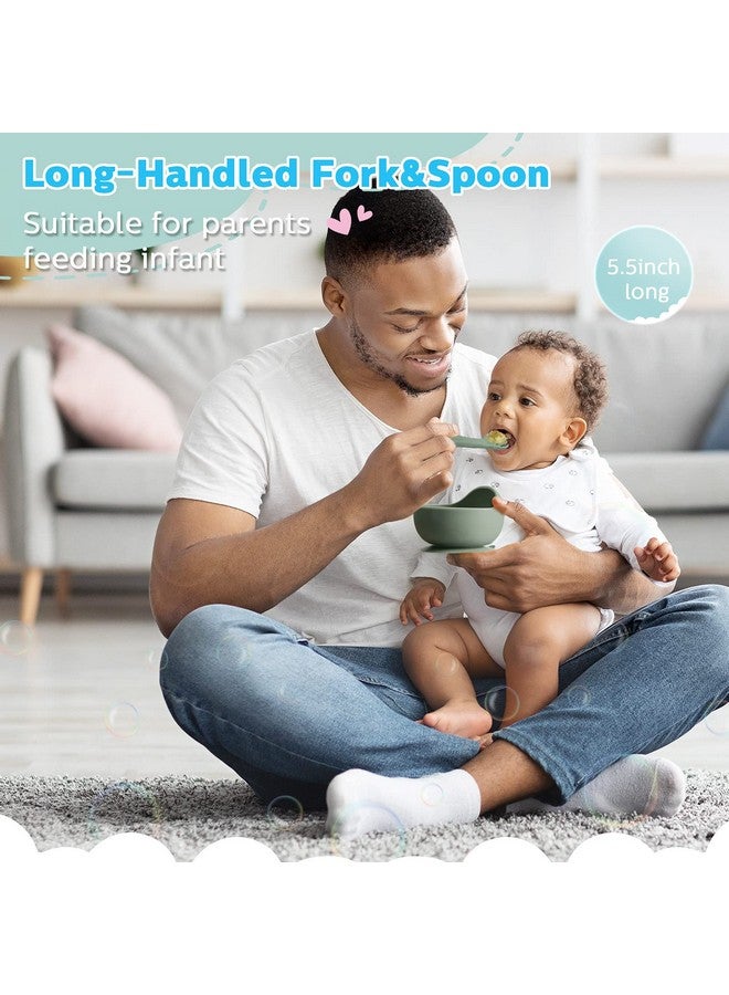 6 Pieces Silicone Baby Feeding Forks And Spoons Set Hot Safety First Stage Self Feeding Supplies Mini Kids Utensils For Over 6 Months Babies Boy Girl Toddlers First Foods (Nature Color)