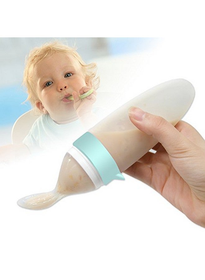 Silicone Squeeze Feeding Spoon Baby Food Dispensing Spoon With Dust Cover Bpa Free