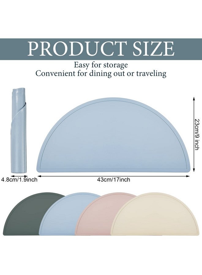 4 Packs Silicone Placemats For Baby Non Slip Placemats For Kids Toddlers Food Table Mats Portable Toddlers Placemats For Dining Table 4 Colors(Gray Apricot Blue Pink)