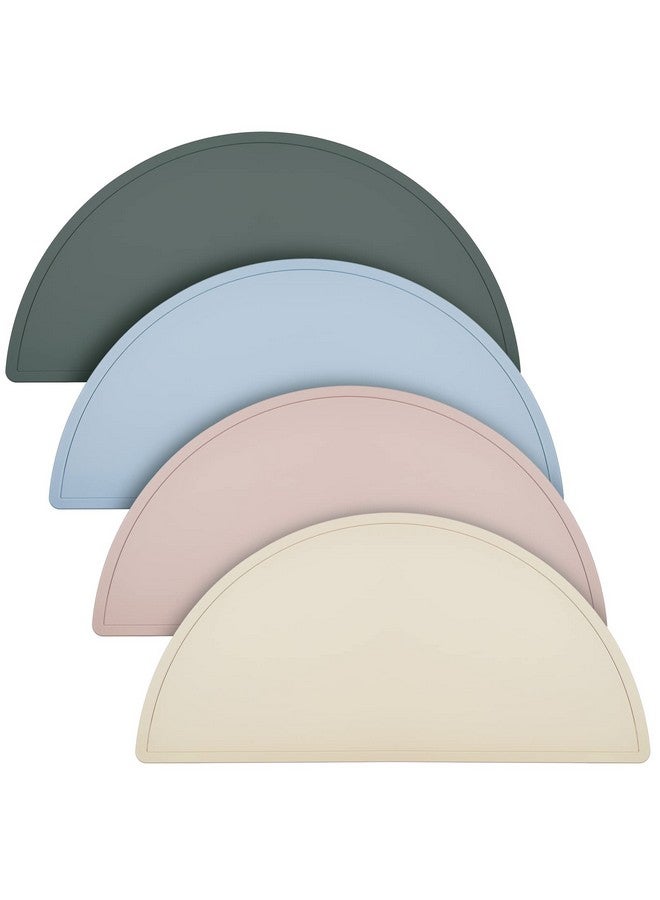 4 Packs Silicone Placemats For Baby Non Slip Placemats For Kids Toddlers Food Table Mats Portable Toddlers Placemats For Dining Table 4 Colors(Gray Apricot Blue Pink)