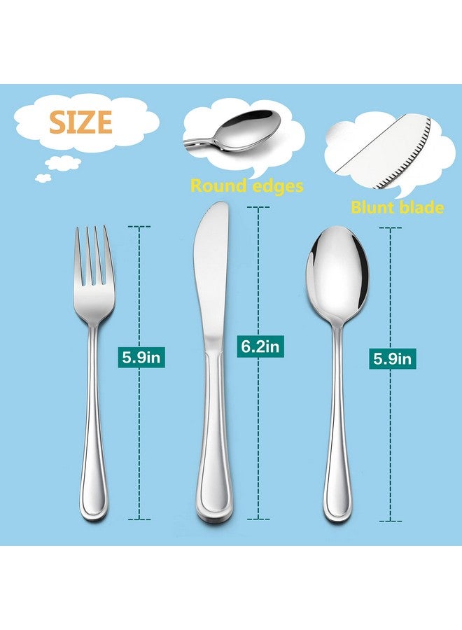 12Piece Kids Silverware Set Stainless Steel Toddler Utensils Flatware Set Child Cutlery Tableware Set For 4 Include Knives Forks Spoons Mirror Finished Dishwasher Safe