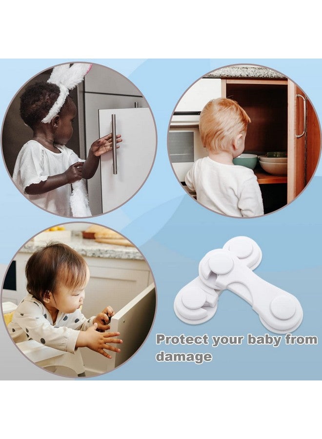 Cabinet Door Locks For Baby Proof And Child Safety 10 Pack Cabinet Locks With Adhesive For Drawer Cupboards Fridge Closet And Pantry Childproof Door Latch For Protecting Kids (White10Pcs)