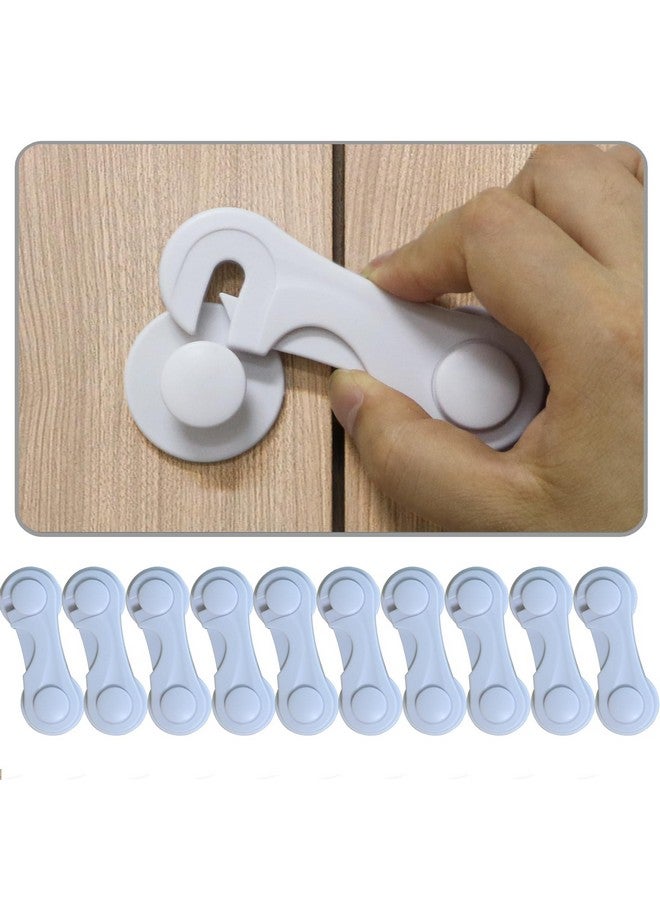 Cabinet Door Locks For Baby Proof And Child Safety 10 Pack Cabinet Locks With Adhesive For Drawer Cupboards Fridge Closet And Pantry Childproof Door Latch For Protecting Kids (White10Pcs)