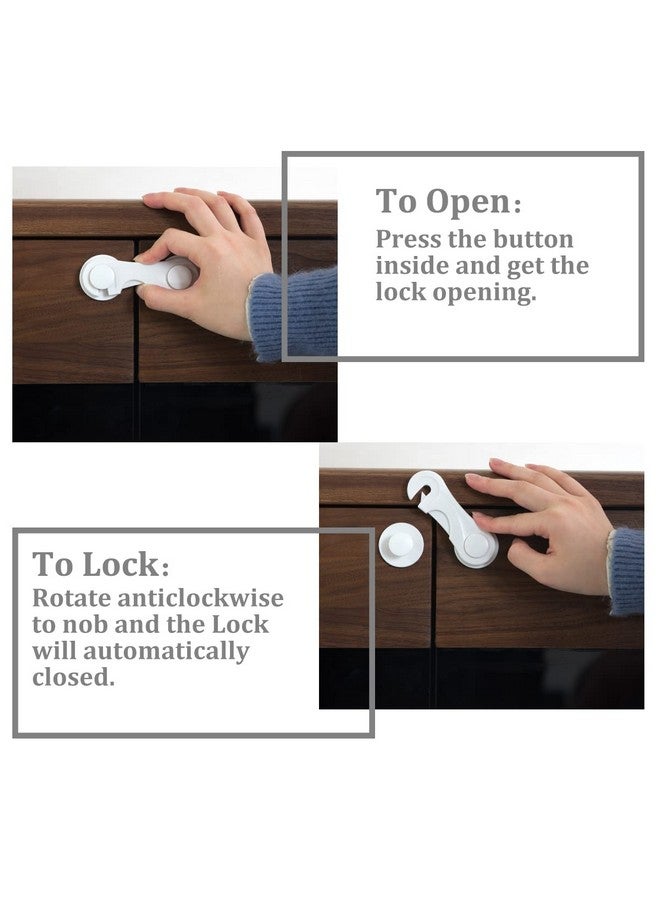Cabinet Door Locks For Baby Proof And Child Safety 10 Pack Cabinet Locks With Adhesive For Drawer Cupboards Fridge Closet And Pantry Childproof Door Latch For Protecting Kids (White10Pcs)