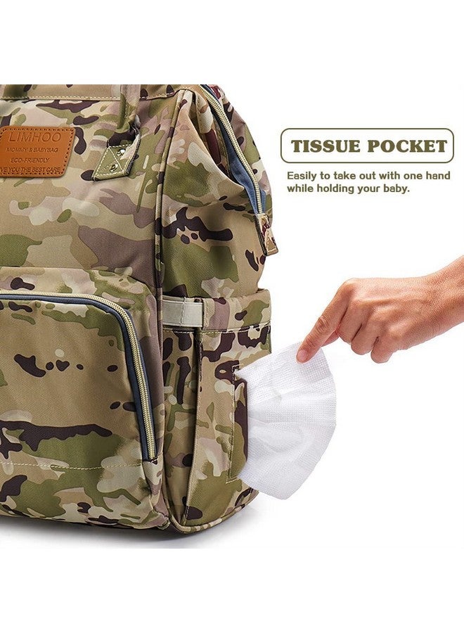 Diaper Bag Backpack For Men Dad Waterproof Large Canvas Camo Nappy Bags Baby Care Bag (Camo)